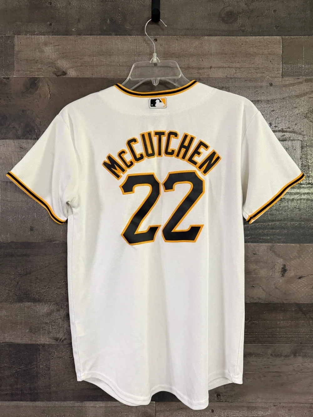 McCutchen White Pittsburgh Pirates Button-Up Jersey with Black and Yellow Trim - Picture 1 of 6